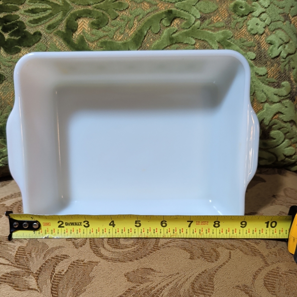 Vintage Pyrex Verde Square Flowers Rectangular Baker - Picture 4 of 6